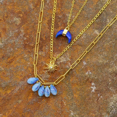 Sun Moon Star Lapis Necklace-Your Soul Place